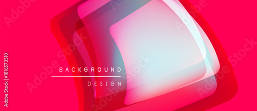 Abstract vibrant background. Overlapping shapes create dynamic visual effect. Pink hues dominate design, offering modern aesthetic.