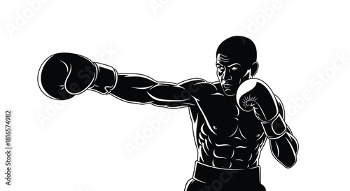 Boxer throwing a powerful punch