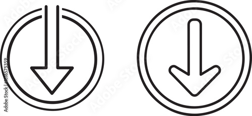 PrintTwo circular icons with downward arrows