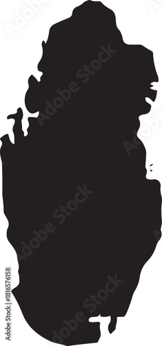 Black silhouette map of Qatar on a white background country Middle East