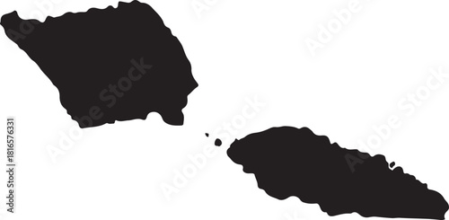 Samoa map silhouette isolated on white background Keywords: Samoa, map, silhouette, island