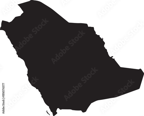 Saudi Arabia map silhouette isolated on white background Keywords: Saudi Arabia, map, silhouette