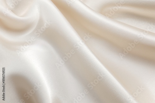 Cream Satin Fabric with Natural Light and Smooth Texture