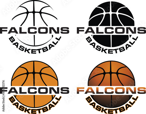 Basketball Design For Falcons is a great graphic for basketball teams that includes a four versions of the design form simple to complex. It is great for shirt designs and promotional products.