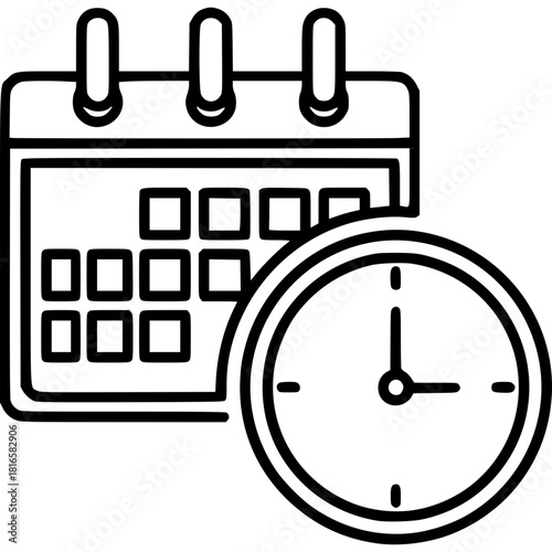 Timing Matters: A simple black and white graphic of a calendar alongside a clock, highlighting the importance of time management and planning.