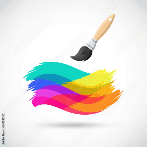 Paintbrush with Colorful Swath - Artistic Expression and Creative Design.