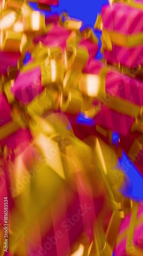 Christmas gift boxes on green screen