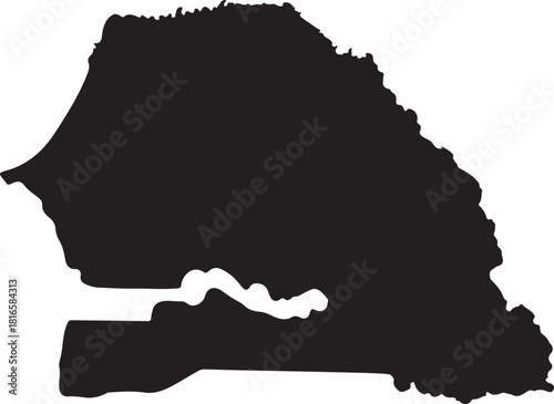 Silhouette map of Senegal country on white background Africa