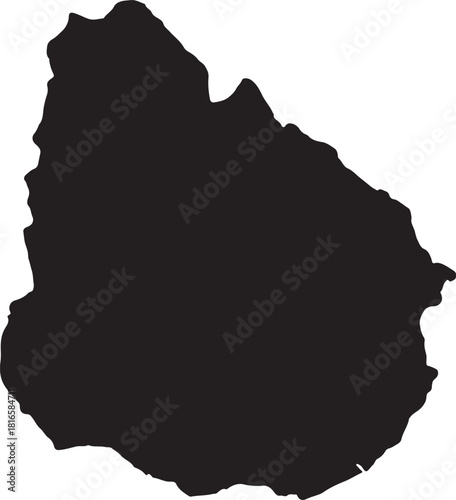 Uruguay map outline silhouette on a white background Keywords: Uruguay, map, silhouette, outline