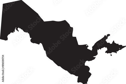 Uzbekistan country map silhouette on white background geography