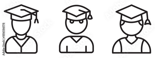 Student Icon Set – Simple Mono Outline Symbols for Education, Learning, and Academic Design