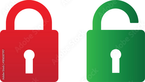 Lock and unlock icon vector_ flat lock and unlock symbol