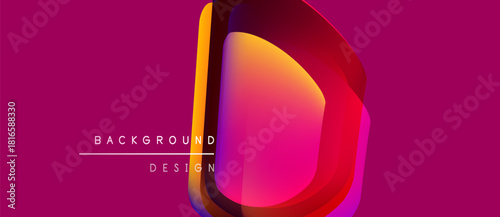 Vibrant pink backdrop features layered, colorful letterform. Design includes orange, yellow, purple hues. Text reads background design.