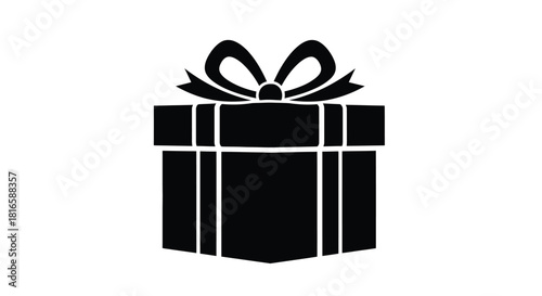 Gift box icon with ribbon bow