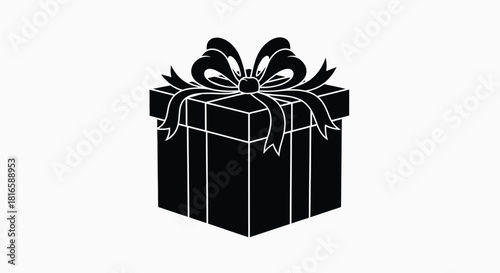 Gift box with ribbon and bow silhouette