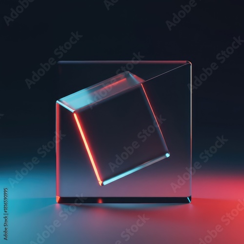 Conceptual abstract representation of a clear, empty geometric template, symbolizing potential, hidden structure, transparency, and zero initial content ,invisible ,clear ,beginning