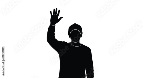 Silhouette of a waving person