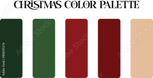 Christmas color palette with festive green, red, and neutral hues.