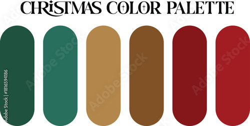 Christmas color palette featuring festive green, red, brown hues