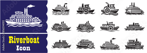 Set of Riverboat icon, Riverboat vector collection
