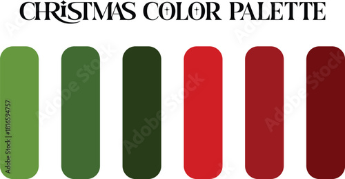A vibrant christmas color palette featuring festive red and green.