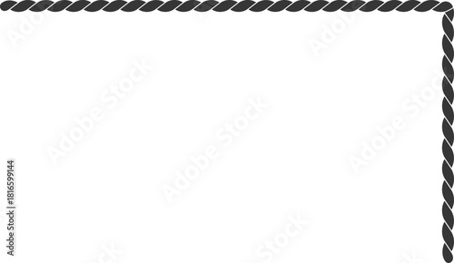 Dark grey twisted rope forming corner border