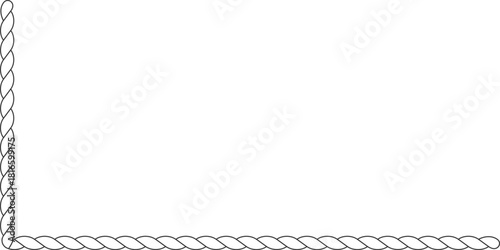 Rope border creating angle frame on white background