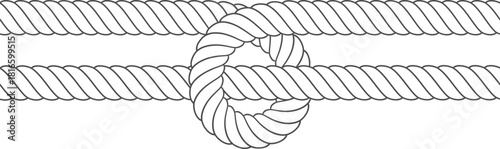 Rope knot connecting two parallel lines