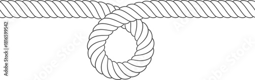 Rope drawing forming a loop and horizontal line