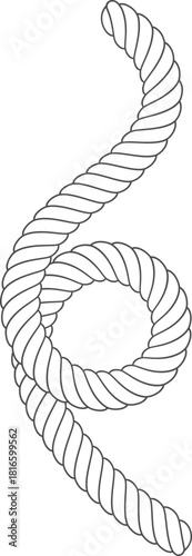 Rope forming number six black outline vector