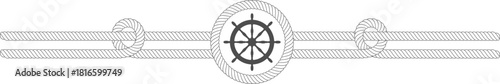 Nautical rope border with ship wheel icon design
