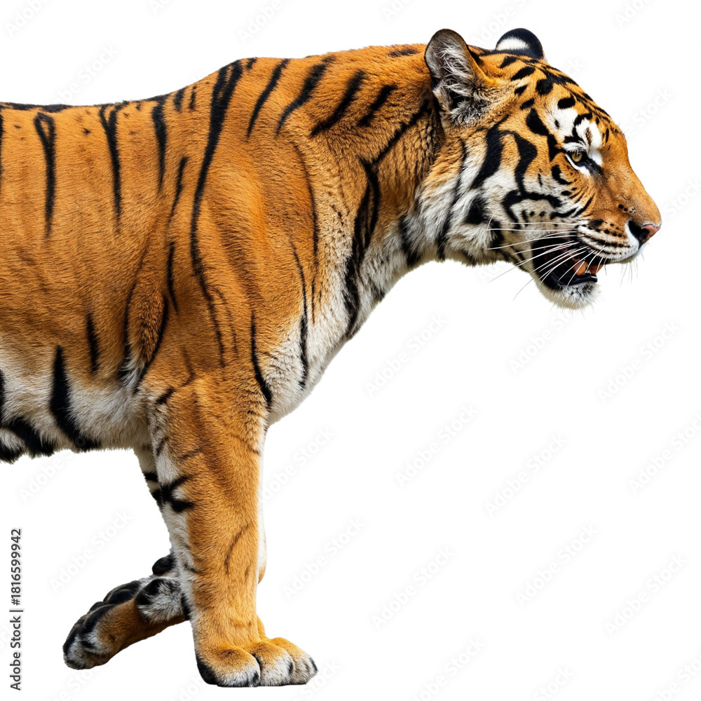 Obraz premium Majestic tiger profile isolated on transparent background