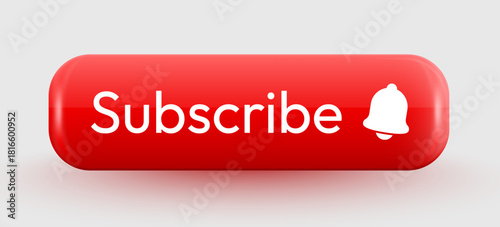 Modern red subscribe button with bell icon.
