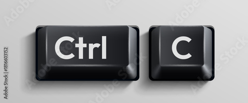 Black Ctrl and C keyboard keys representing the copy command.