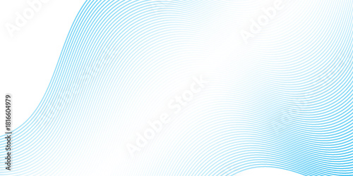 Abstract blue wave lines pattern on white background with space simple art