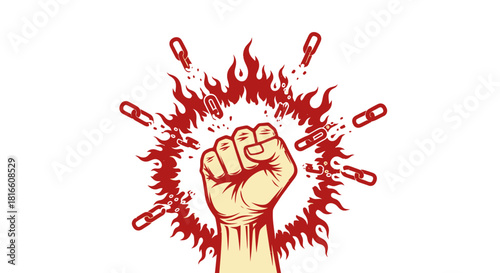 Empowered Fist Breaking Chains Symbol of Freedom, Strength, and Resistance Against Oppression