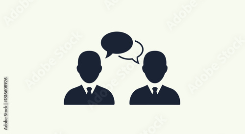 Professional icon representing two people engaged in a discussion, symbolizing effective communication, dialogue, collaboration, and interaction in business or social contexts