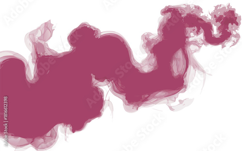 Abstract pink artistic design with ink and a pink feather on a white background, featuring a floral watercolor splash pattern and light texture