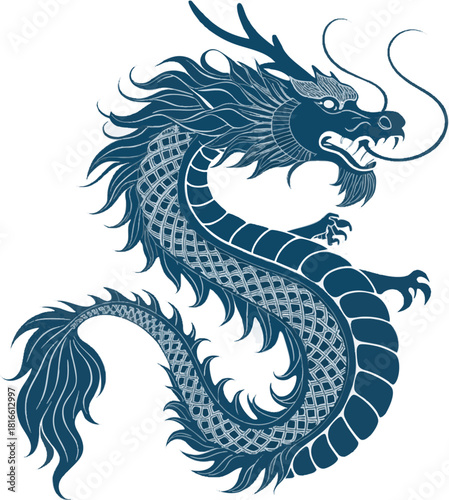 Chinese dragon silhouette vector illustration design isolated on white background




