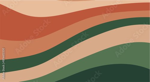 Abstract composition displaying flowing, wavy bands of various earthy tones, creating a dynamic visual effect.