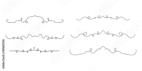 Set of Vintage decorative lines. text dividers. Line border. Lines separators, Borders, Set of various doodle style line dividers and arrow icons for design