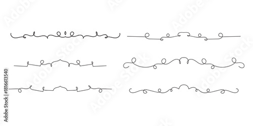 Set of Vintage decorative lines. text dividers. Line border. Lines separators, Borders, Set of various doodle style line dividers and arrow icons for design