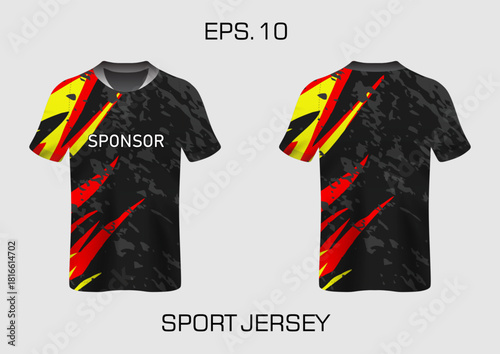 Stylish Sport Jersey Design Featuring Bold Colors and Dynamic Patterns