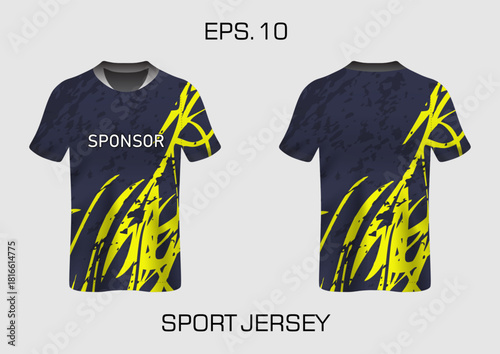 Sport Jersey Design Template with Abstract Pattern and Sponsor Logo Placeholder