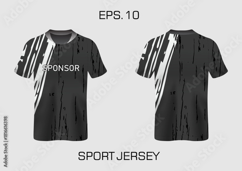 Dynamic Sport Jersey Design Featuring Bold Graphics and Sponsor Text for Athletes