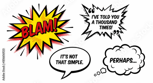 Comic Speech Bubbles - Blam, Simple, Thousand Times, Perhaps