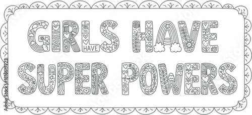 Empowering girls super powers coloring page for creative expression