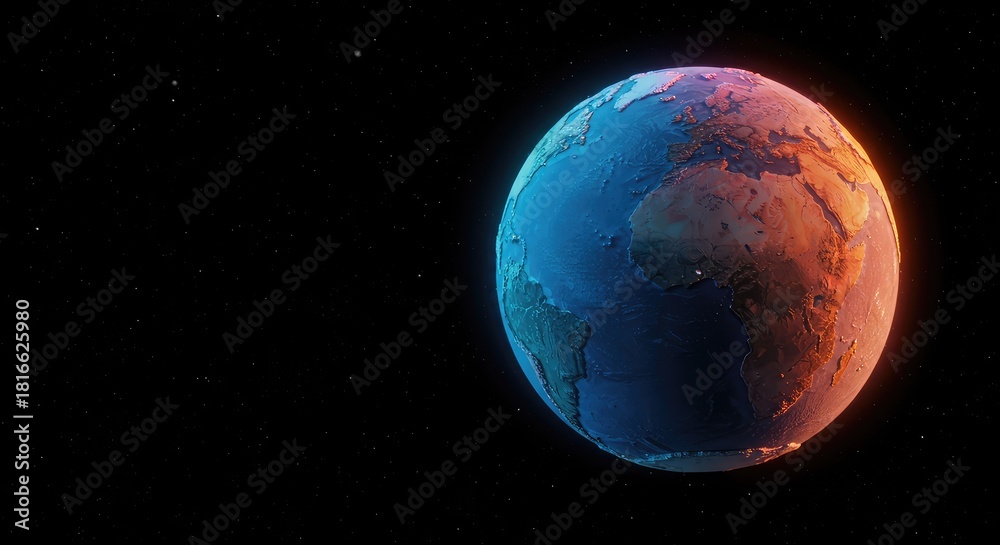 Fototapeta premium A brightly colored miniature world floating gently in a starry sky, representing limitless creativity and the power of inventive thinking ,vivid ,invention ,sky