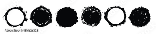 colorful circle stroke set round brush stroke grunge