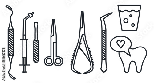 dentist tool vector icons